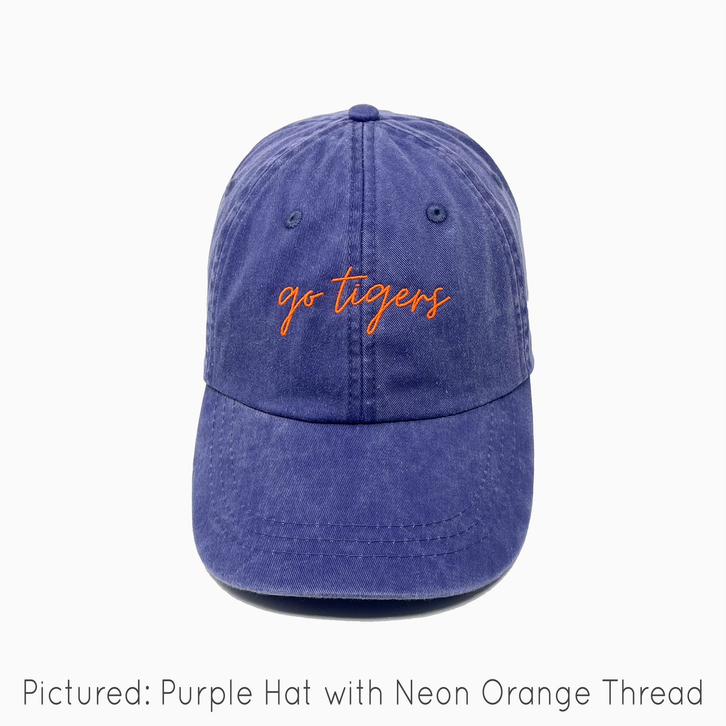 Go Tigers Embroidered Pigment-Dyed Baseball Cap (MoonTime Font) - Adult Unisex