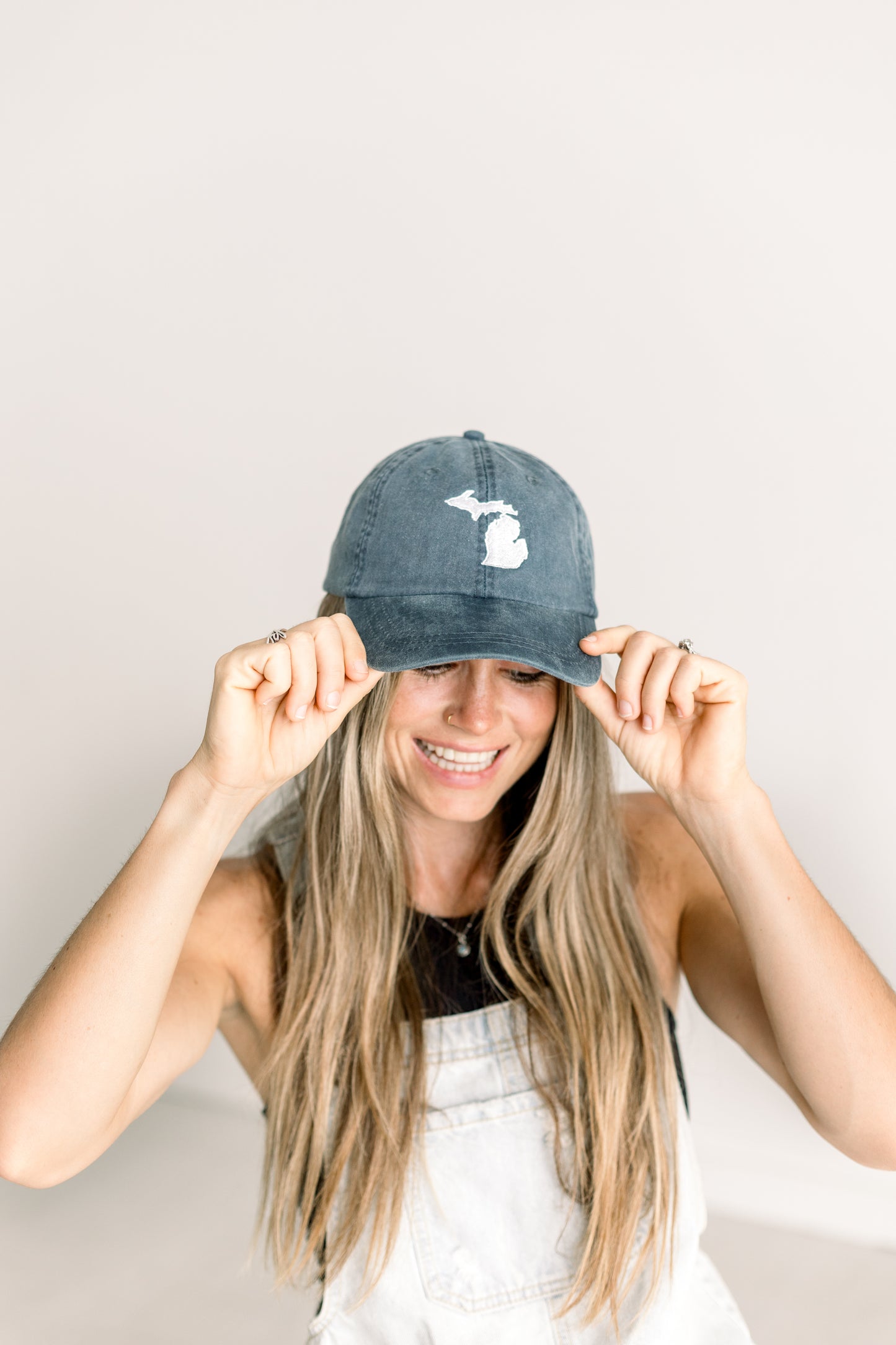 Michigan (MI) Embroidered Pigment-Dyed Baseball Cap - Adult Unisex