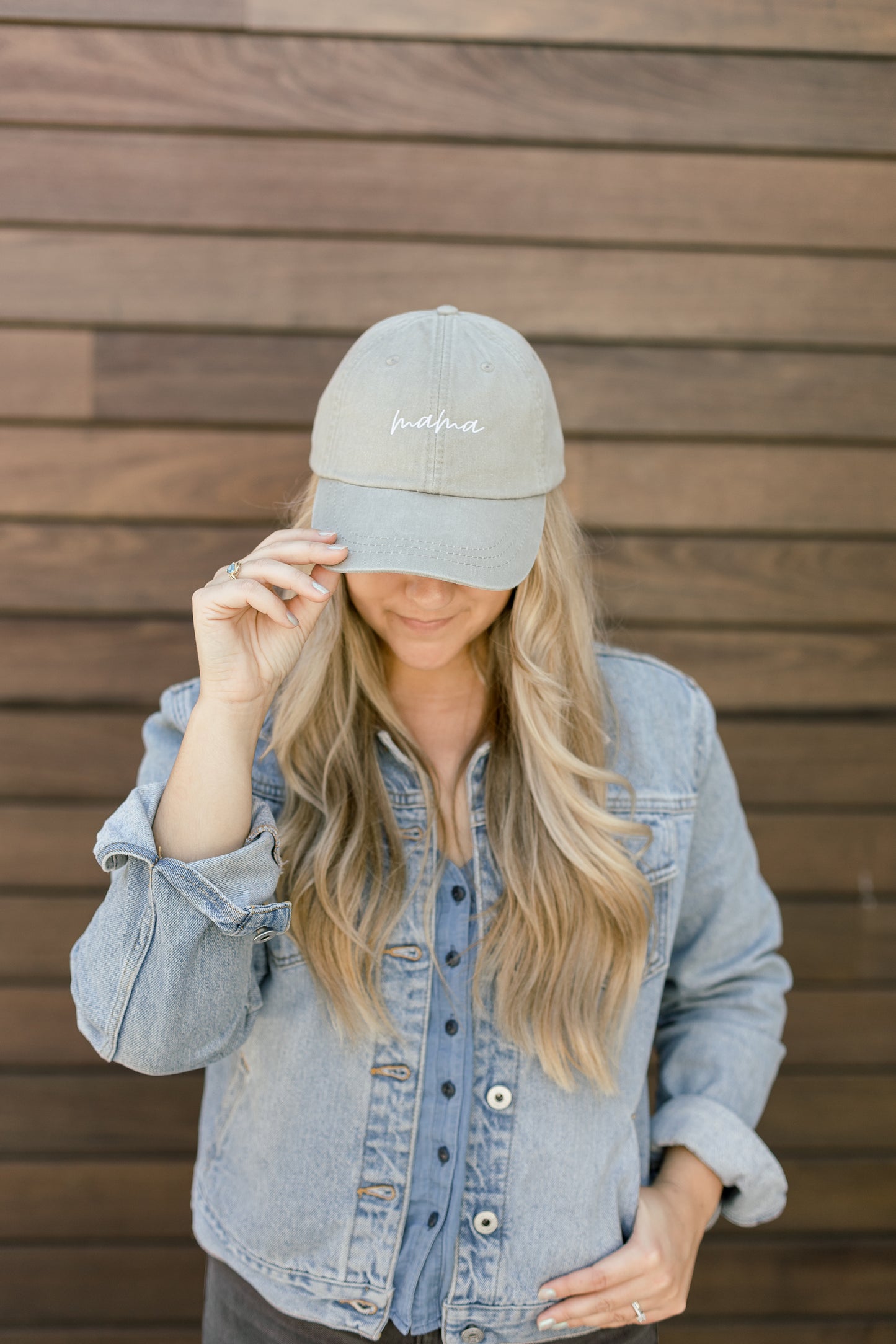 Mama Embroidered Pigment-Dyed Baseball Cap (MoonTime Font) - Adult Unisex