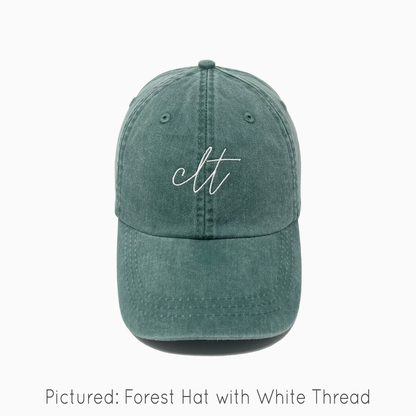 CLT Embroidered Pigment-Dyed Baseball Cap (MoonTime Font) - Adult Unisex