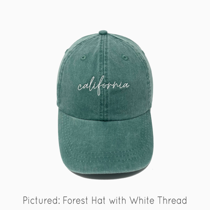 California Embroidered Pigment-Dyed Baseball Cap (MoonTime Font) - Adult Unisex