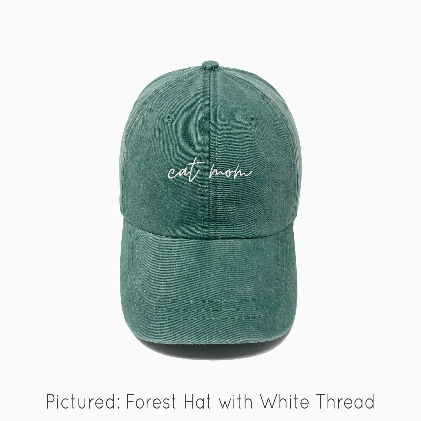 Cat Mom Embroidered Pigment-Dyed Baseball Cap (MoonTime Font) - Adult Unisex
