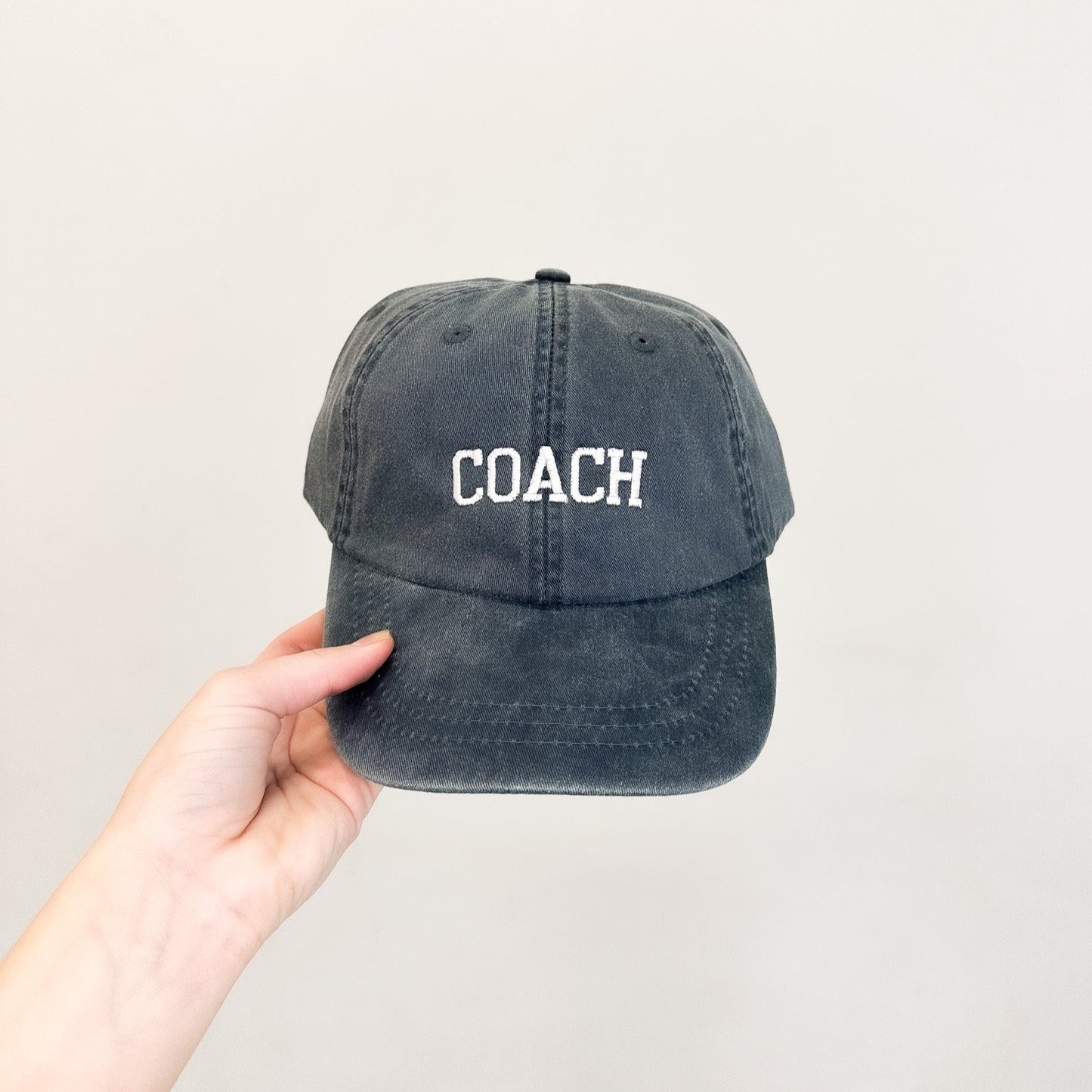 Coach Embroidered Pigment-Dyed Baseball Cap (Athletic Font) - Adult Unisex