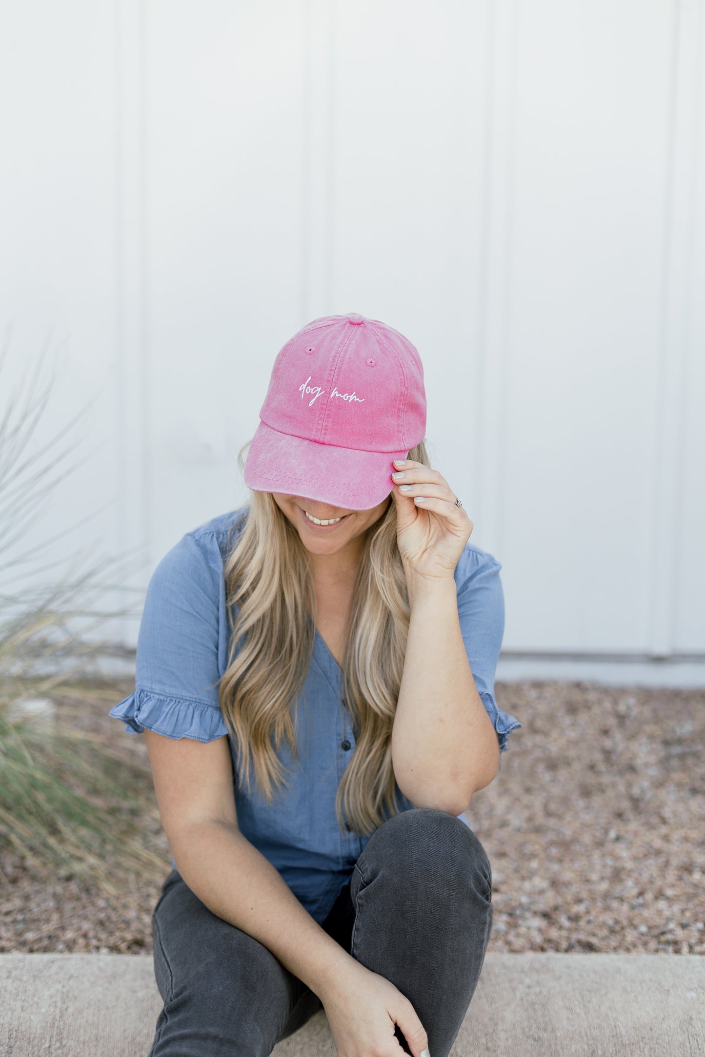 Dog Mom Embroidered Pigment-Dyed Baseball Cap (MoonTime Font) - Adult Unisex