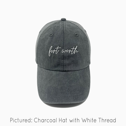 Fort Worth Embroidered Pigment-Dyed Baseball Cap (MoonTime Font) - Adult Unisex