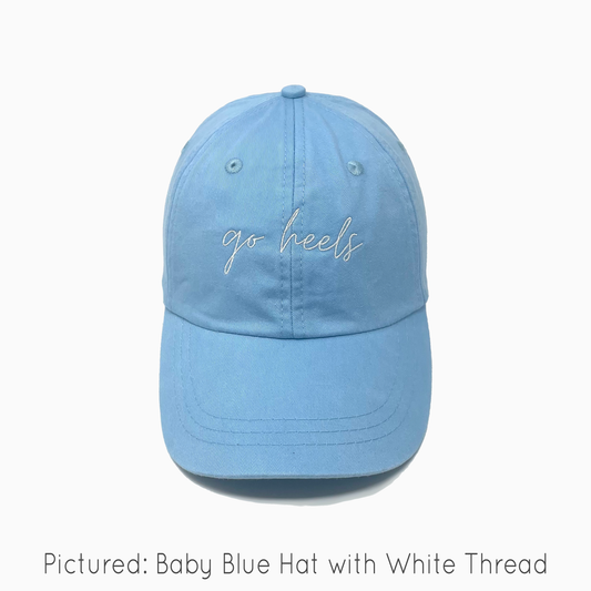 Go Heels Embroidered Pigment-Dyed Baseball Cap (MoonTime Font) - Adult Unisex