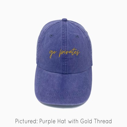Go Pirates Embroidered Pigment-Dyed Baseball Cap (MoonTime Font) - Adult Unisex