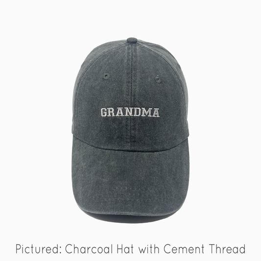 Grandma Embroidered Pigment-Dyed Baseball Cap (Sport Font) - Adult Unisex