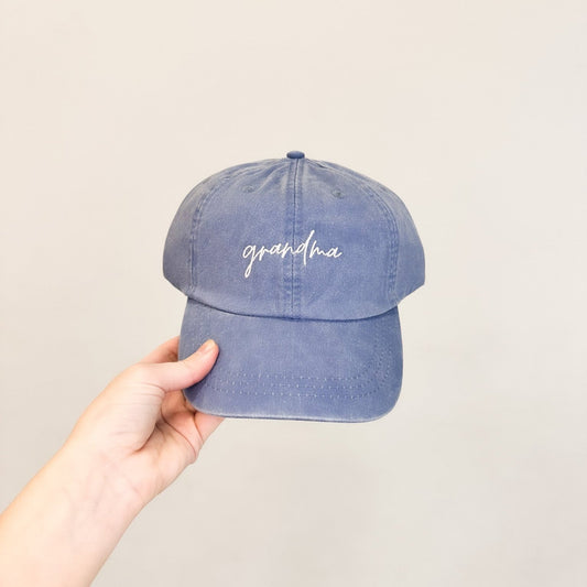 Grandma Embroidered Pigment-Dyed Baseball Cap (MoonTime Font) - Adult Unisex