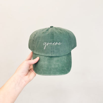 Gruene Embroidered Pigment-Dyed Baseball Cap (MoonTime Font) - Adult Unisex