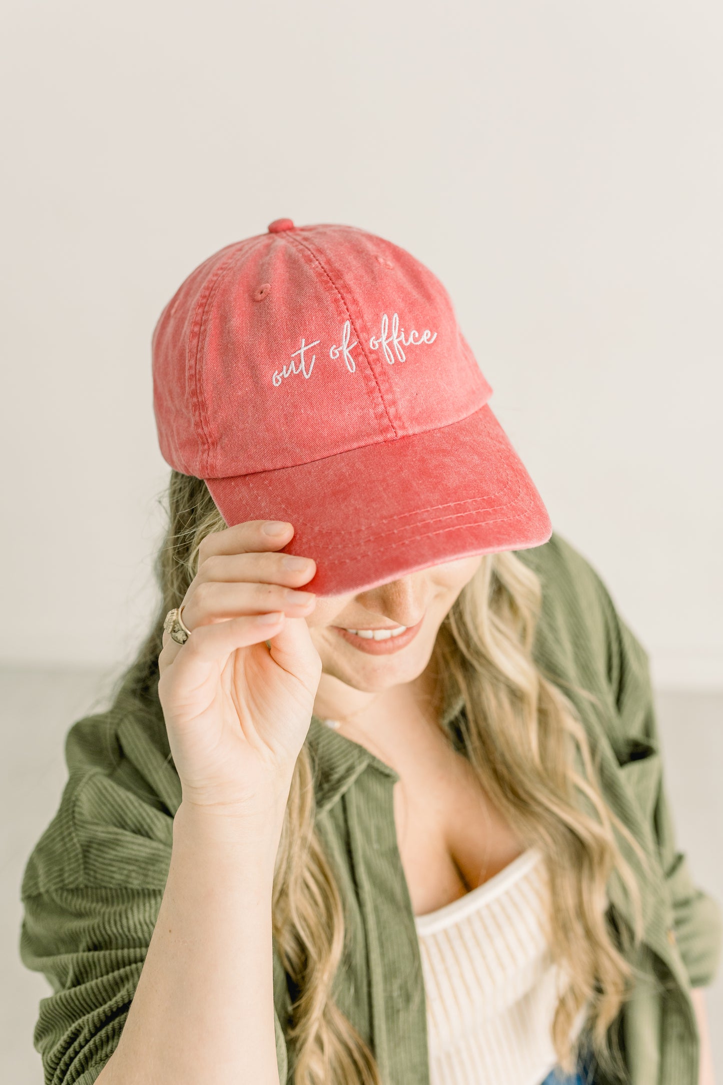 Out of Office Embroidered Pigment-Dyed Baseball Cap (MoonTime Font) - Adult Unisex