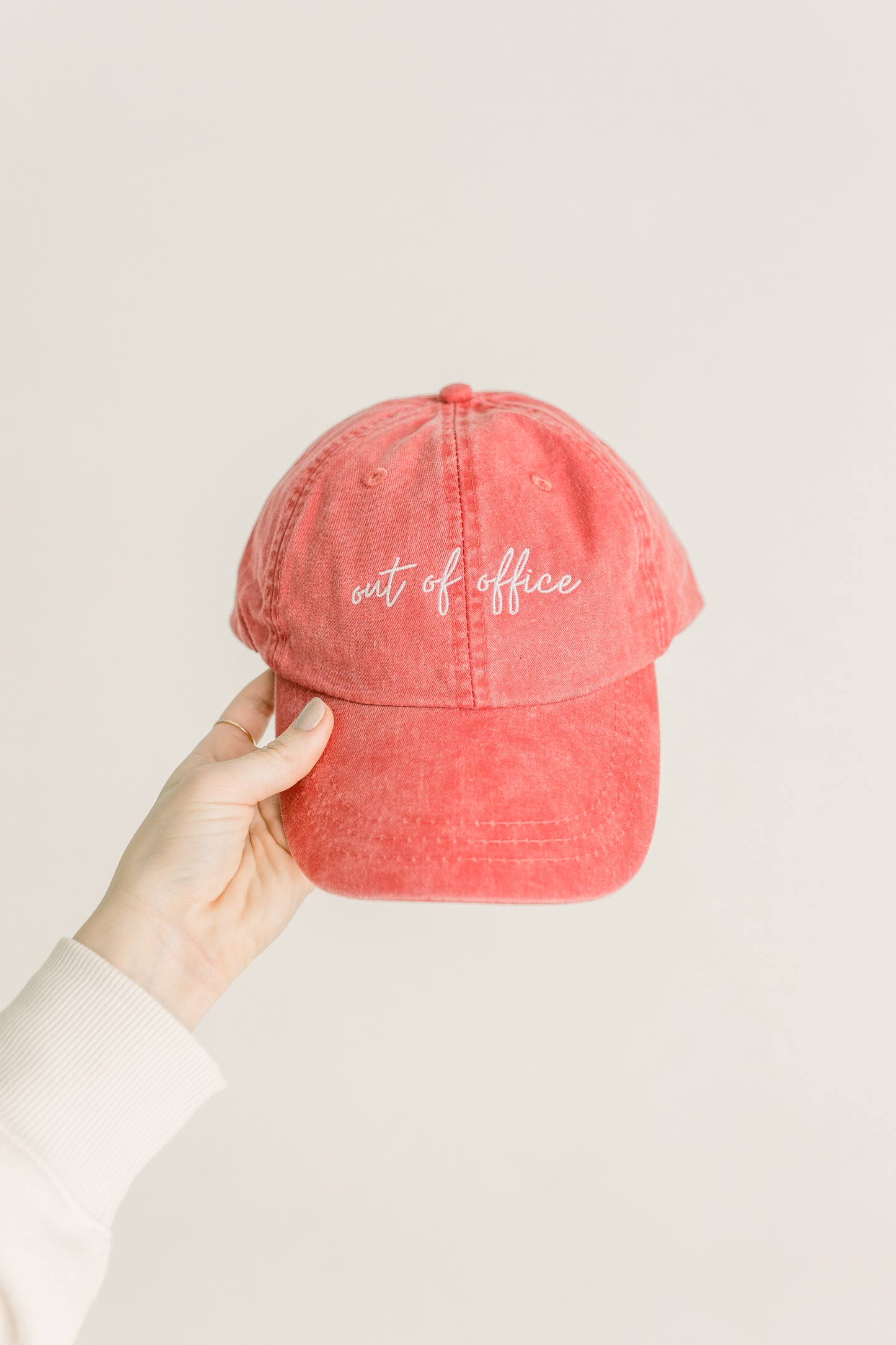 Out of Office Embroidered Pigment-Dyed Baseball Cap (MoonTime Font) - Adult Unisex