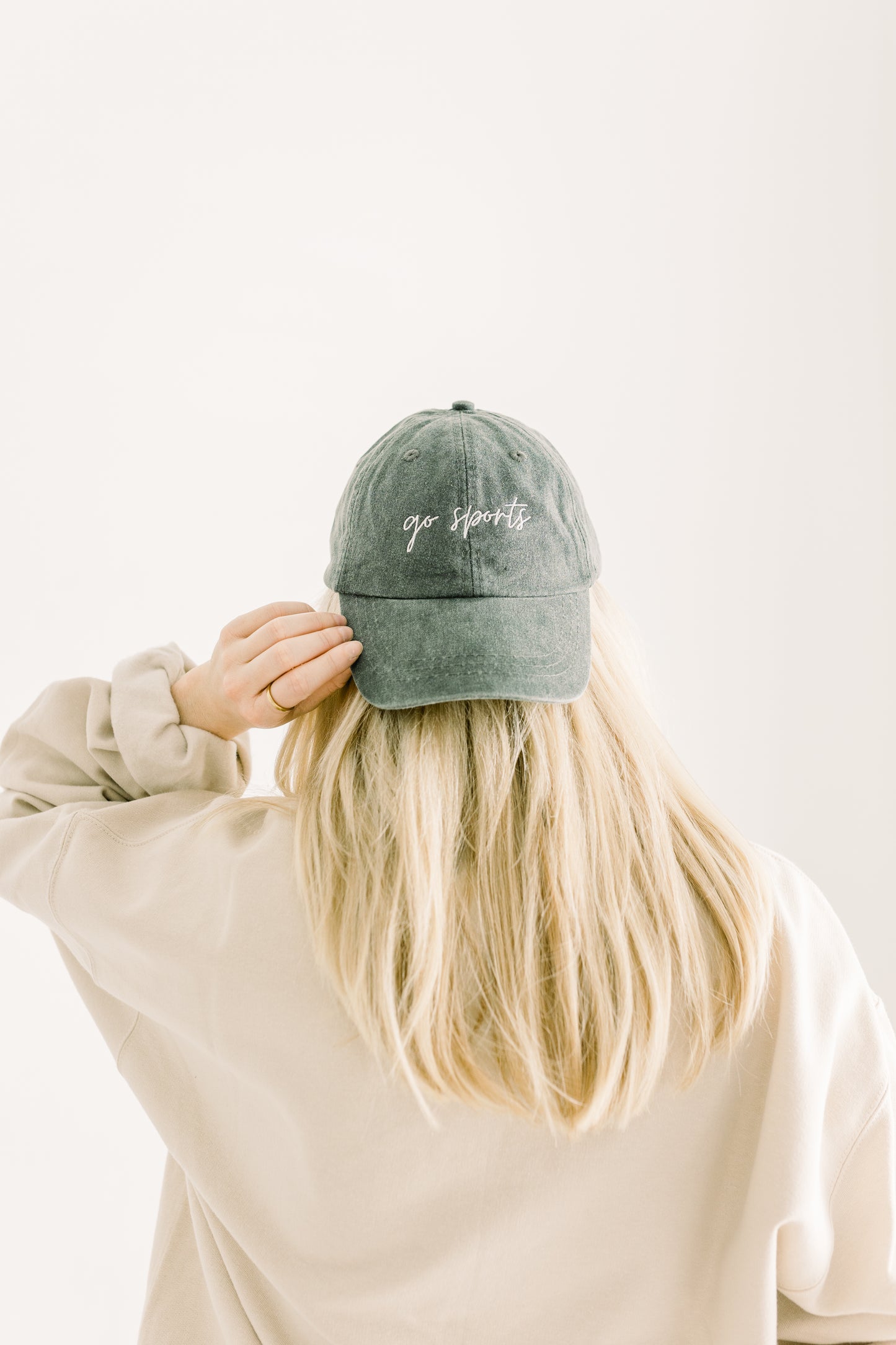 Go Sports Embroidered Pigment-Dyed Baseball Cap (MoonTime Font) - Adult Unisex