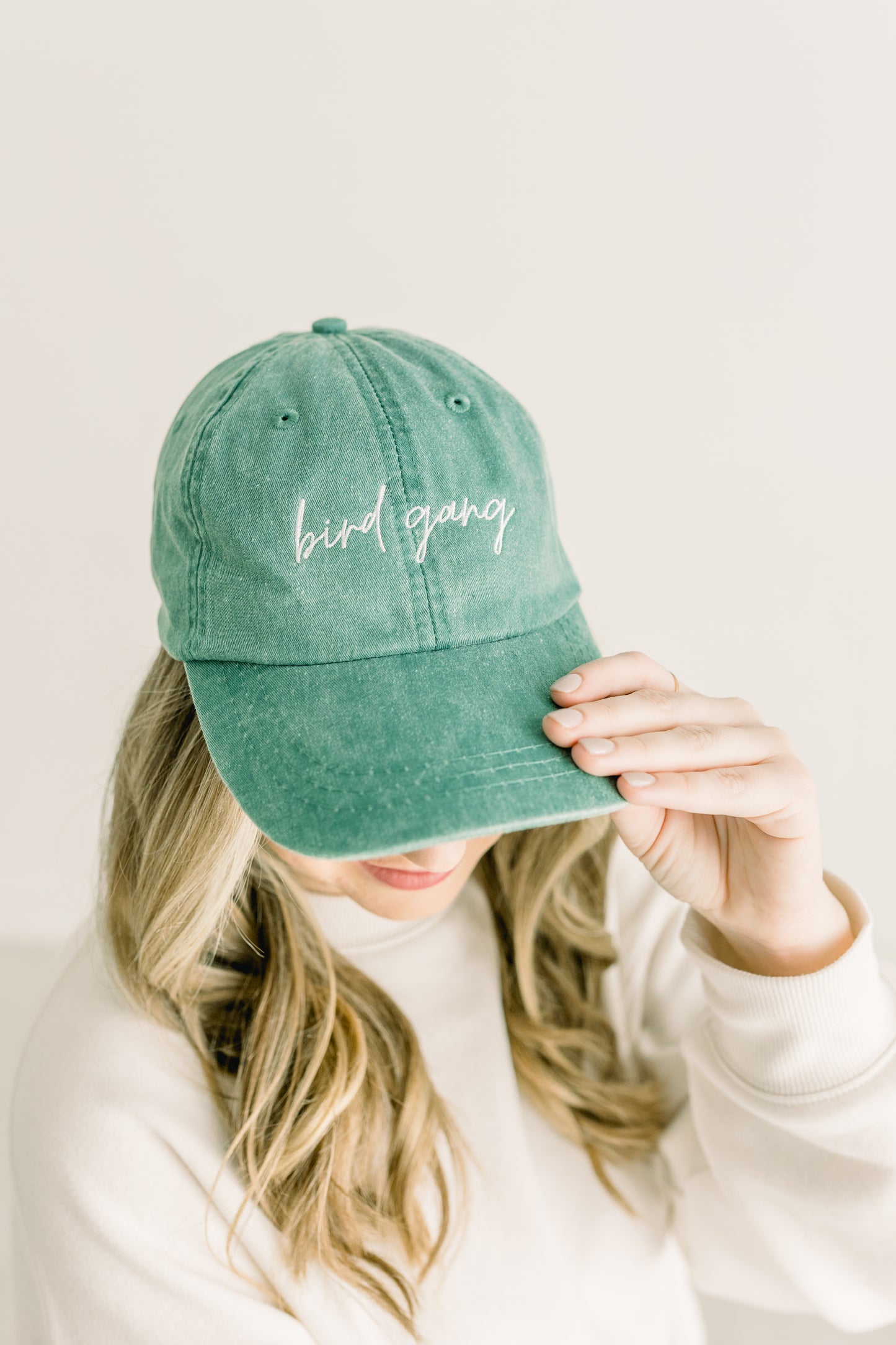 Bird Gang Embroidered Pigment-Dyed Baseball Cap (MoonTime Font) - Adult Unisex
