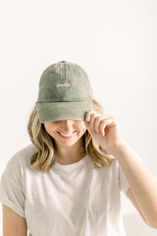 Peachy Embroidered Pigment-Dyed Baseball Cap (Typewriter Font) - Adult Unisex