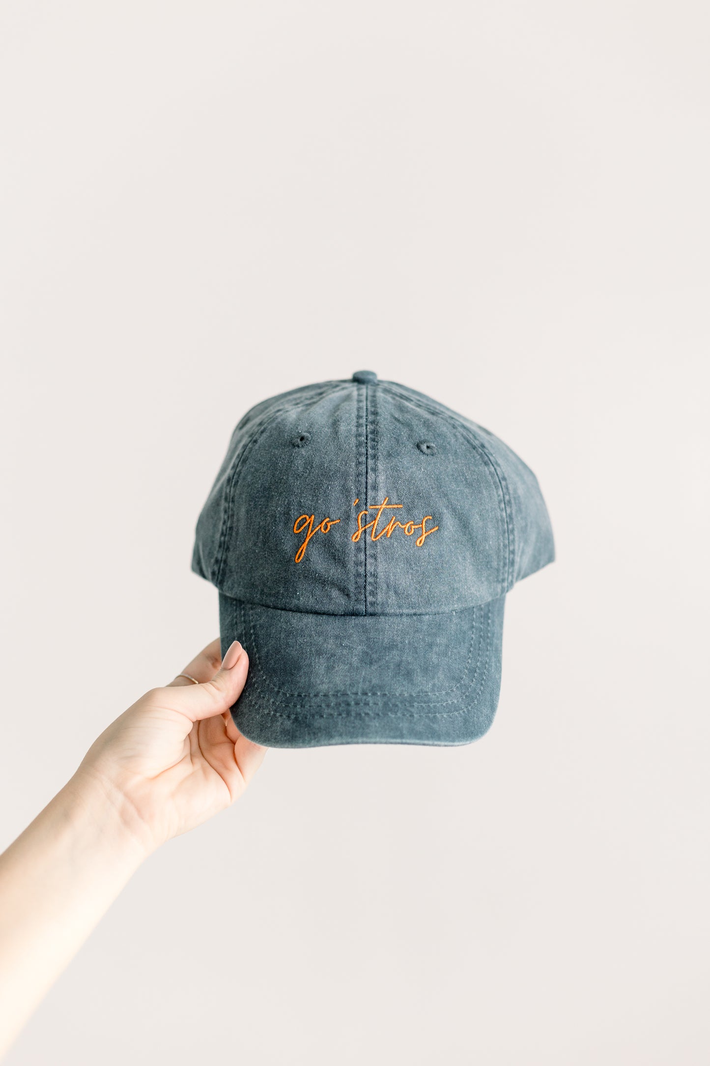 Go 'Stros Embroidered Pigment-Dyed Baseball Cap (MoonTime Font) - Adult Unisex