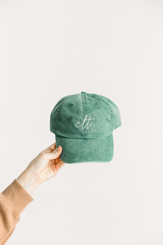 CLT Embroidered Pigment-Dyed Baseball Cap (MoonTime Font) - Adult Unisex