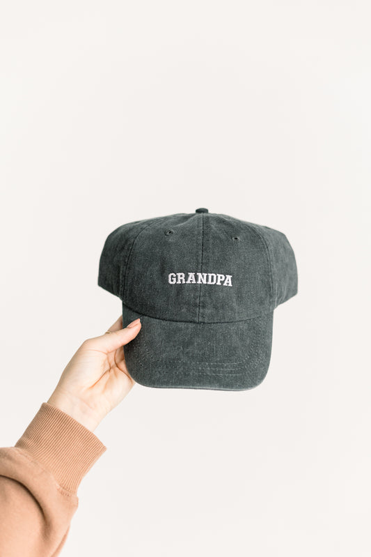 Grandpa Embroidered Pigment-Dyed Baseball Cap (Sport Font) - Adult Unisex