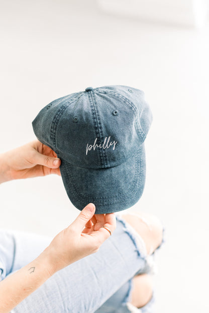 Philly Embroidered Pigment-Dyed Baseball Cap (MoonTime Font) - Adult Unisex