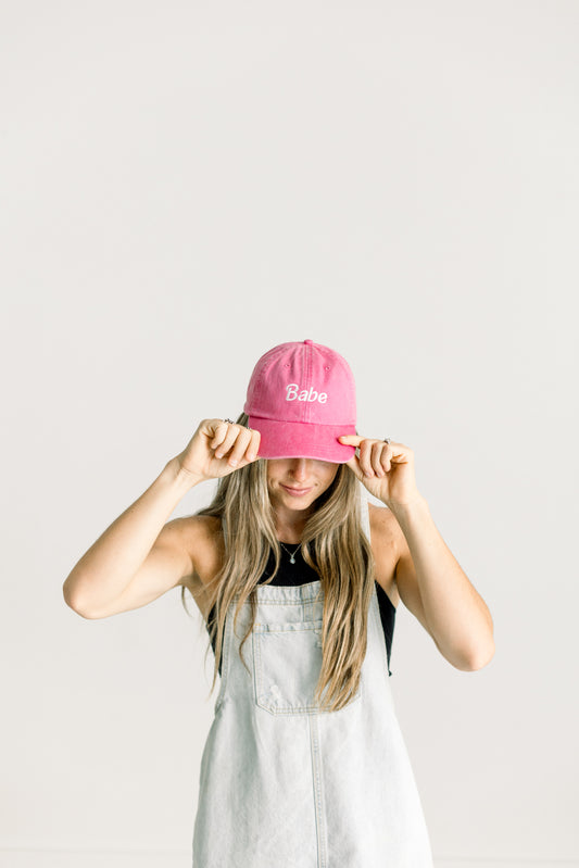 Babe Embroidered Pigment-Dyed Baseball Cap (Barbie Font) - Adult Unisex