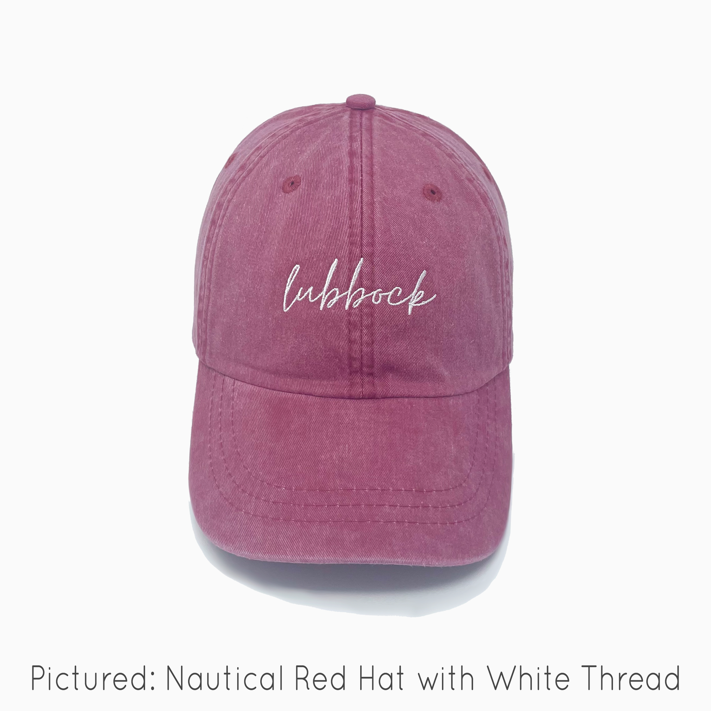 Lubbock (TX) Embroidered Pigment-Dyed Baseball Cap (MoonTime Font) - Adult Unisex