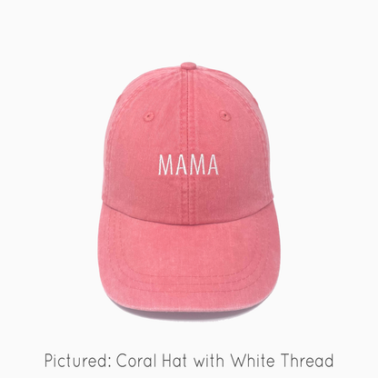 Mama Embroidered Pigment-Dyed Baseball Cap (Block Condensed Font) - Adult Unisex