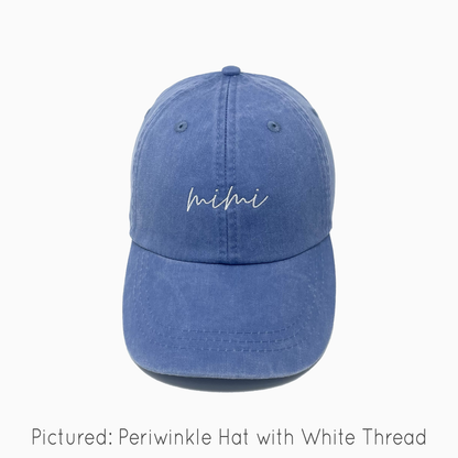 Mimi Embroidered Pigment-Dyed Baseball Cap (MoonTime Font) - Adult Unisex