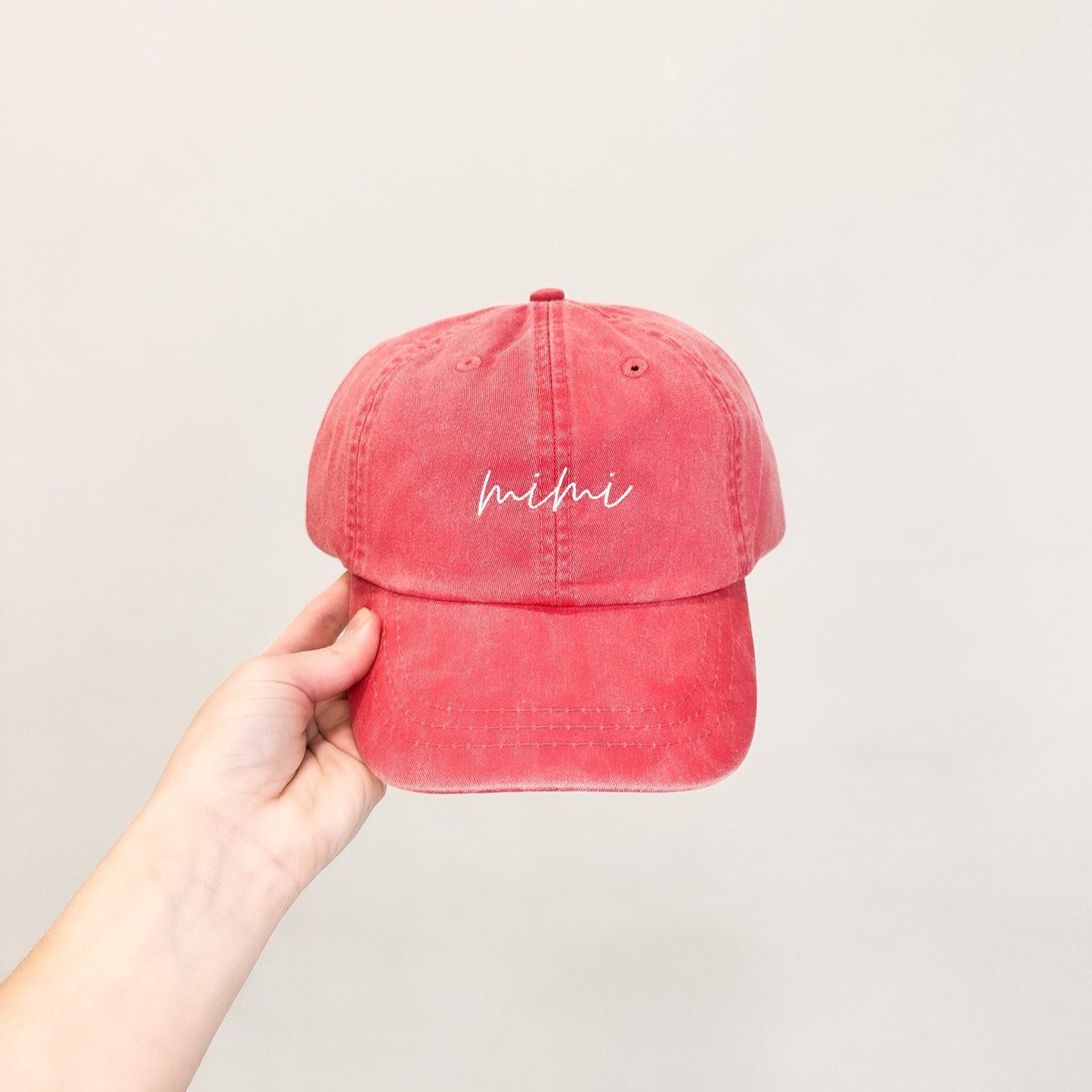 Mimi Embroidered Pigment-Dyed Baseball Cap (MoonTime Font) - Adult Unisex