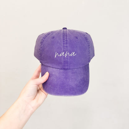 Nana Embroidered Pigment-Dyed Baseball Cap (MoonTime Font) - Adult Unisex