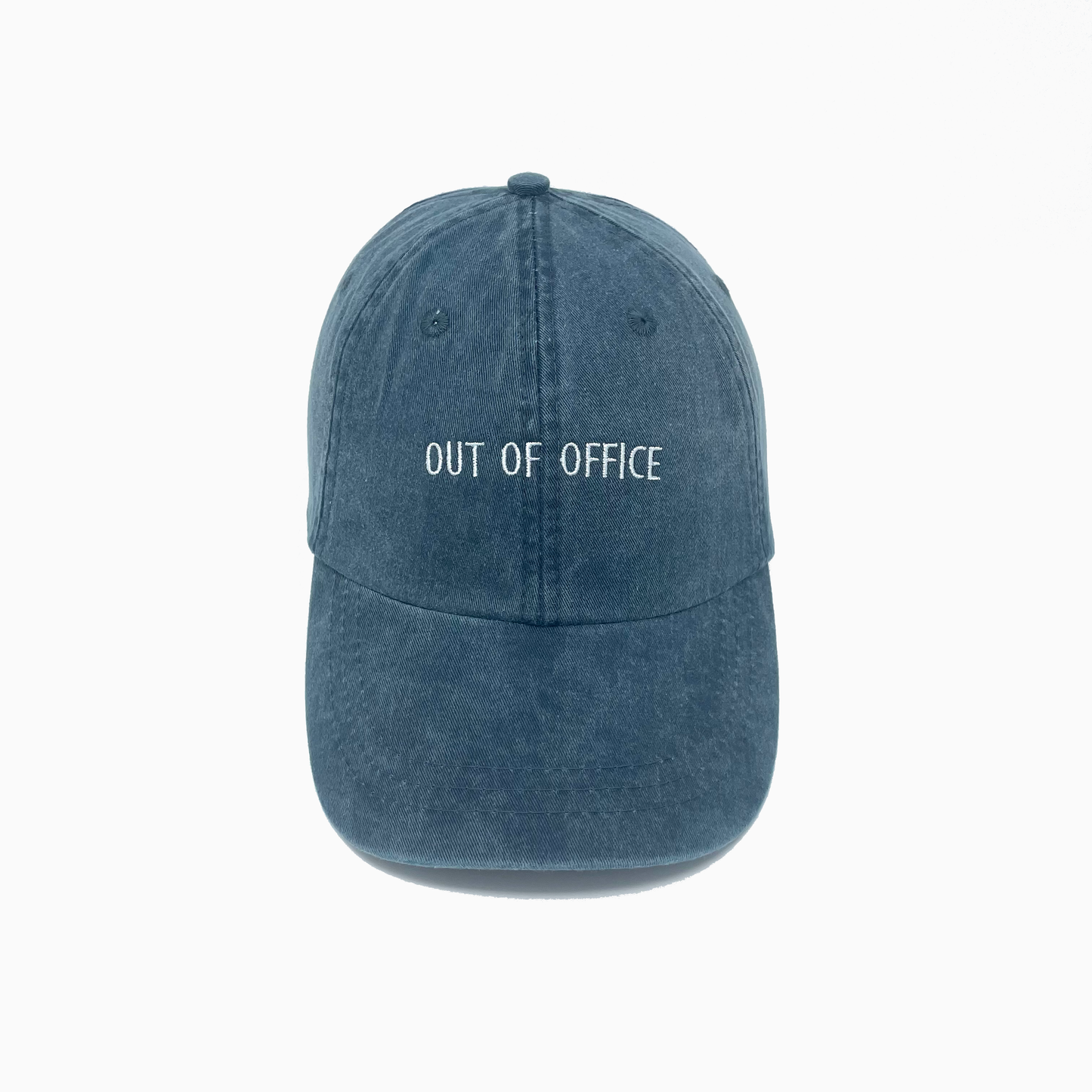 Out of Office Embroidered Pigment-Dyed Baseball Cap (Block Condensed Font) - Adult Unisex