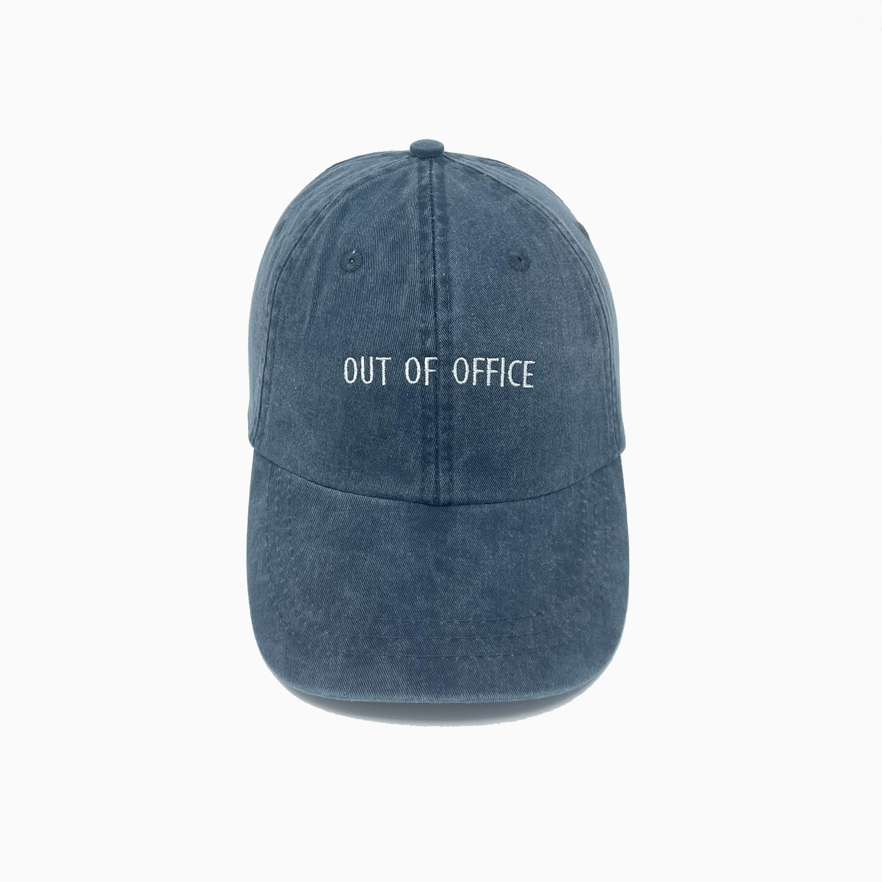 Out of Office Pigment-Dyed Baseball Cap (Block Condensed Font)