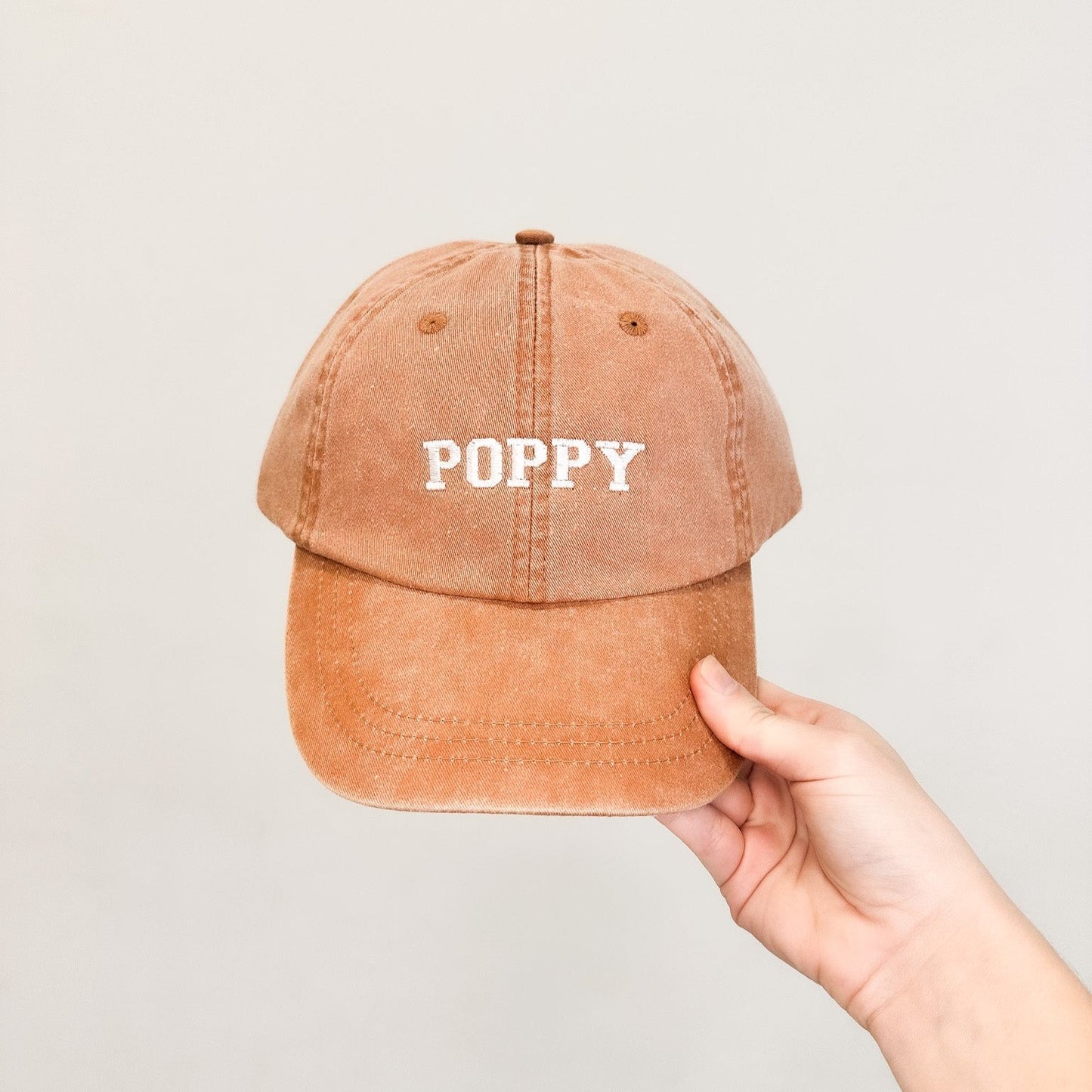 Poppy Embroidered Pigment-Dyed Baseball Cap (Sport Font) - Adult Unisex