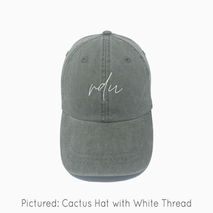 RDU (Raleigh-Durham, NC) Embroidered Pigment-Dyed Baseball Cap (MoonTime Font) - Adult Unisex
