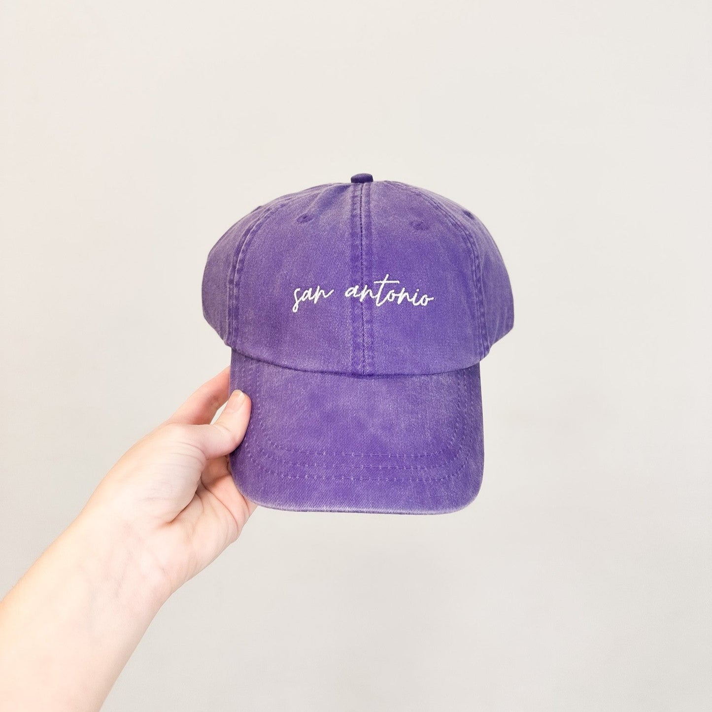 San Antonio (TX) Embroidered Pigment-Dyed Baseball Cap (MoonTime Font) - Adult Unisex