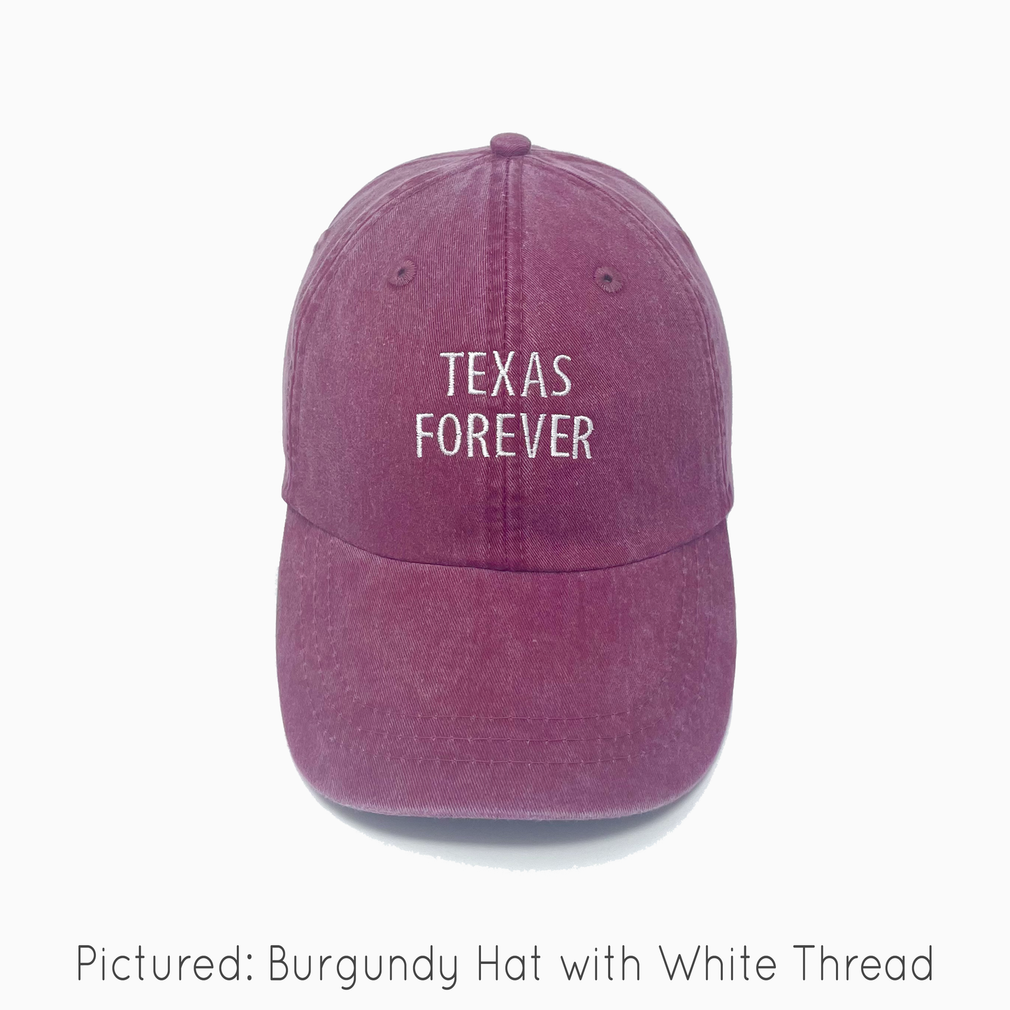 Texas Forever Embroidered Pigment-Dyed Baseball Cap (Block Condensed Font) - Adult Unisex