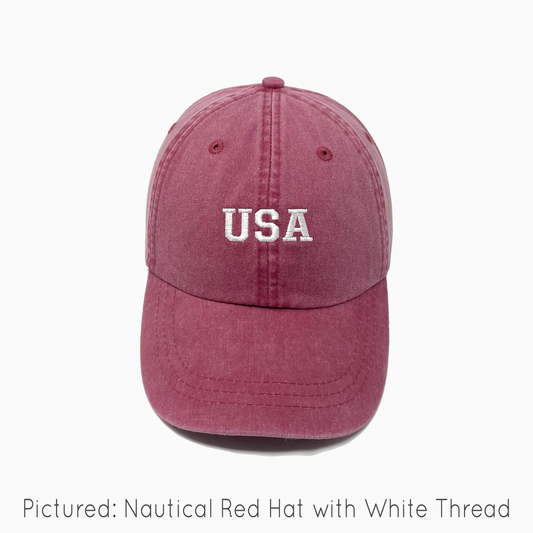 USA Embroidered Pigment-Dyed Baseball Cap (Sport Font) - Adult Unisex